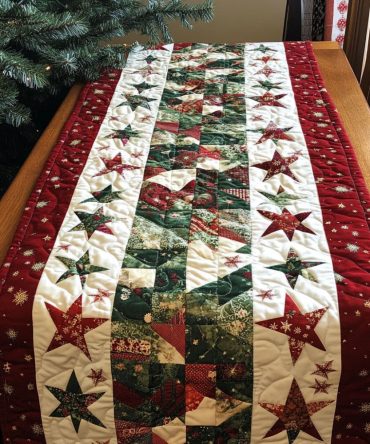 Winter Christmas Greetings Quilted Table Runner