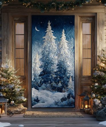 Winter Forest Quilted Door Cover