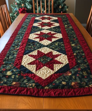 Winter Frosted Joy Quilted Table Runner