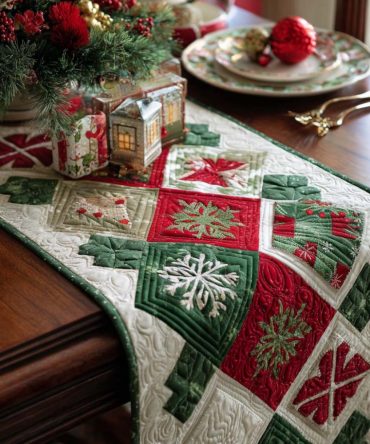 Winter Garland Quilted Table Runner