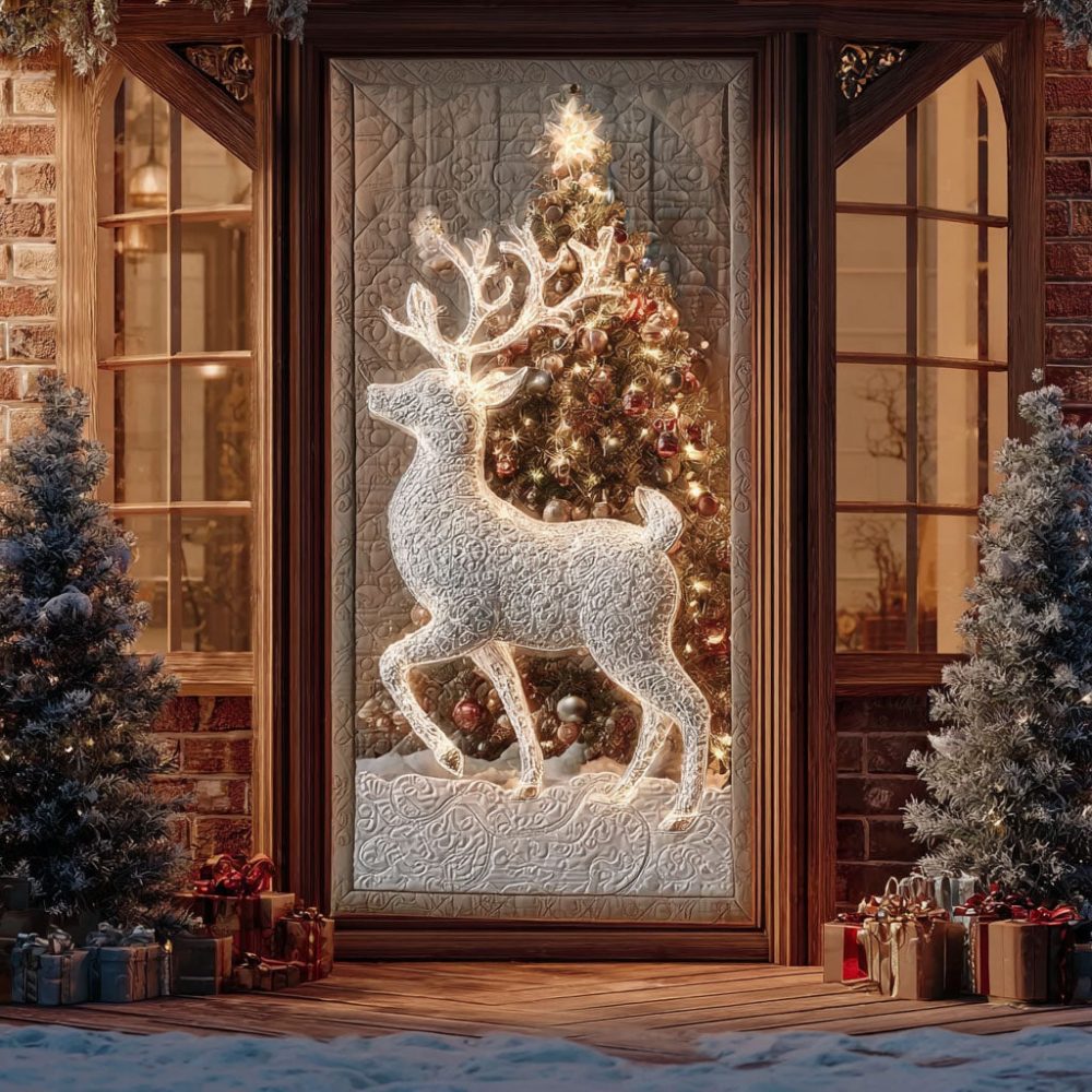 Winter Harmony Deer Quilted Door Cover
