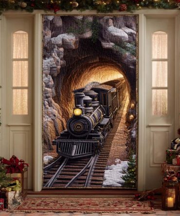 Winter Mountain Express Quilted Door Cover