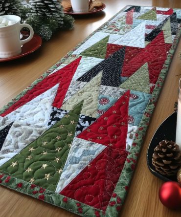 Winter Patchwork Quilted Table Runner