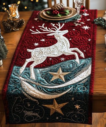 Winter Reindeer Quilted Table Runner