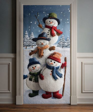 Winter Snow Trio Quilted Door Cover