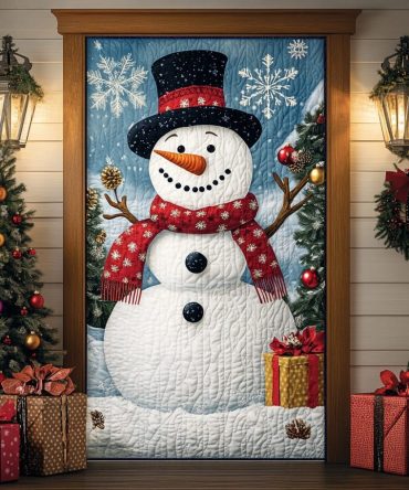 Winter Snowman Quilted Door Cover