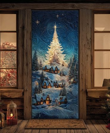 Winter Spiral Tree Quilted Door Cover