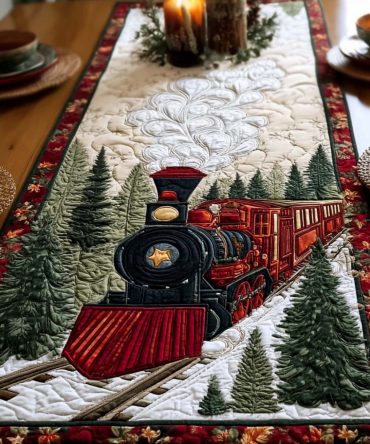 Winter Train Quilted Table Runner
