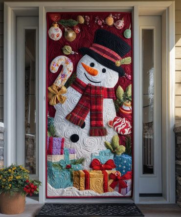 Winter Wink Quilted Door Cover