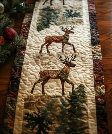 Woodland Elegance Quilted Table Runner