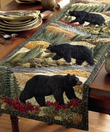 Woodland Bear Quilted Table Runner