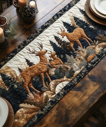 Woodland Deer Quilted Table Runner