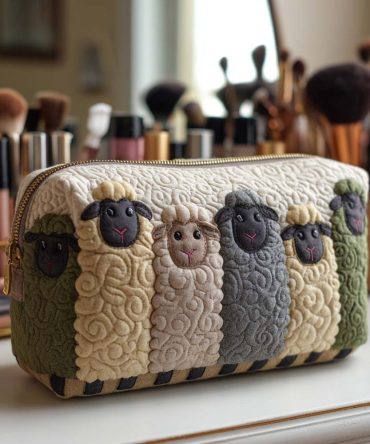 Wooly Line Quilted Makeup Bag