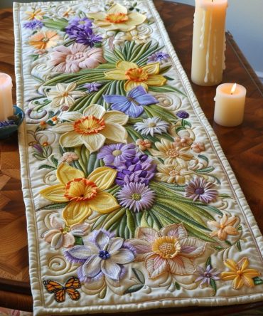 Yellow Whisper Quilted Table Runner