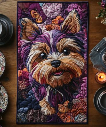 Yorkie Charm Quilted Table Runner