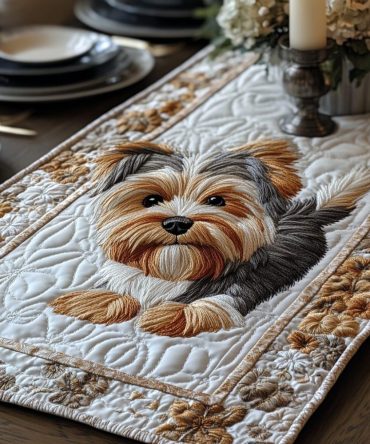 Yorkie Dreams Quilted Table Runner