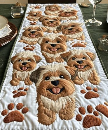 Yorkie Haven Quilted Table Runner