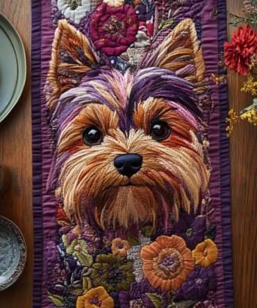 Yorkie Love Quilted Table Runner