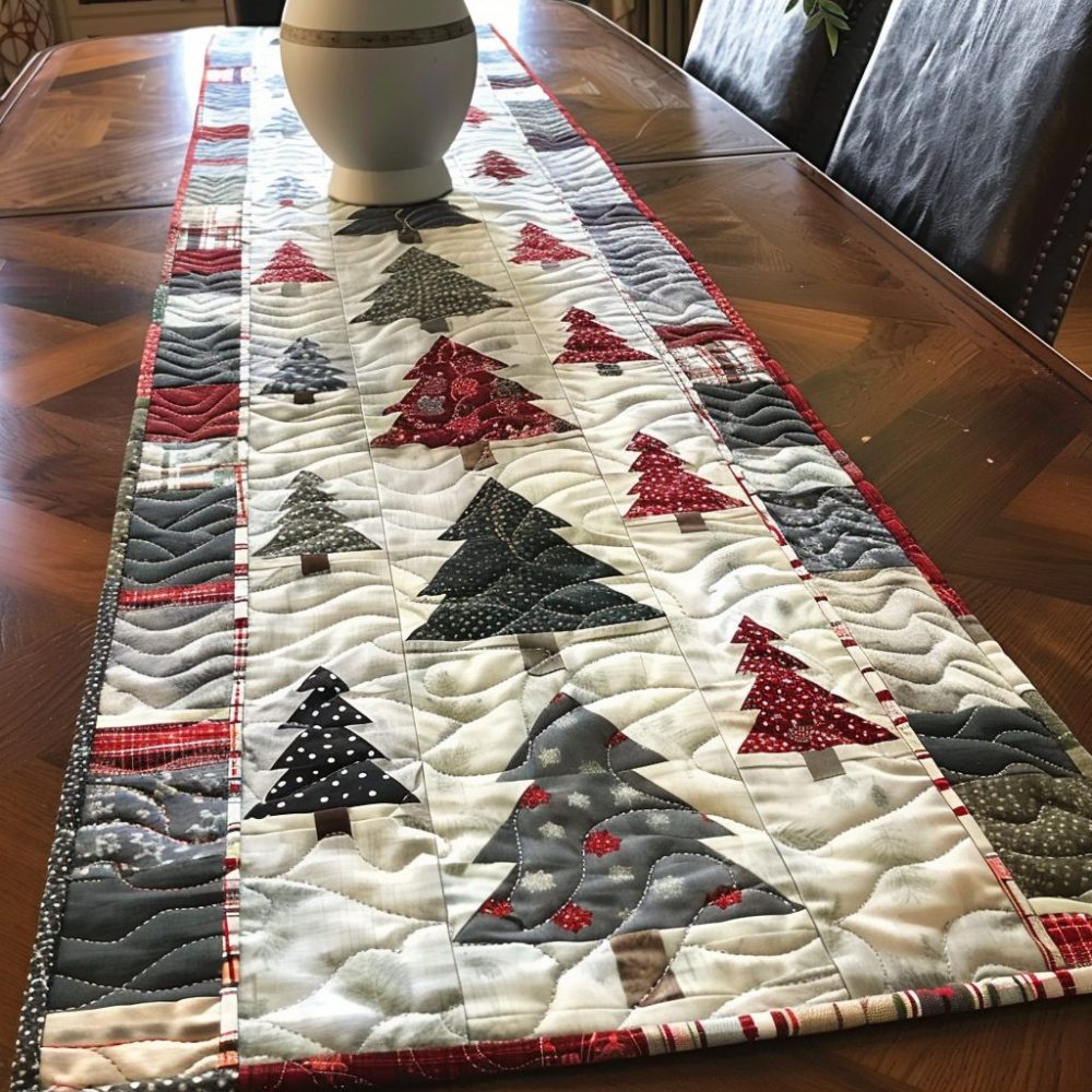 Yuletide Pines Quilted Table Runner