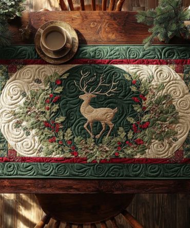 Yuletide Deer Quilted Table Runner