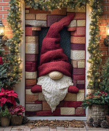 Yuletide Gnome Quilted Door Cover