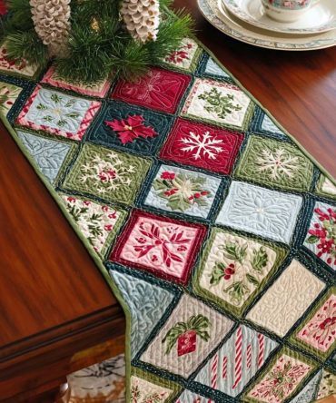 Yuletide Sparkle Quilted Table Runner