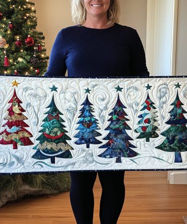 Yuletide Tree Bliss Quilted Table Runner