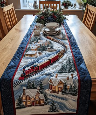 Yuletide Village Quilted Table Runner