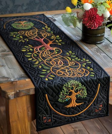 Celtic Knotwork Tree Quilted Table Runner