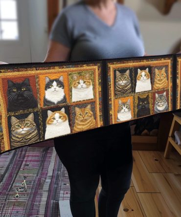 Funny Cat Patchwork Quilted Table Runner