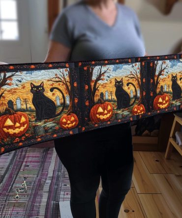 Spook-Tacular Black Cat Quilted Table Runner