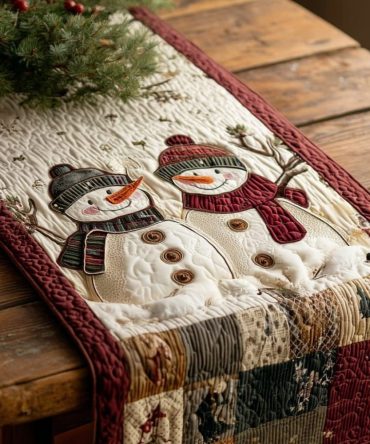 Snow Friends Classic Quilted Table Runner