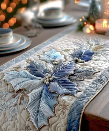 Winter Holly Quilted Table Runner