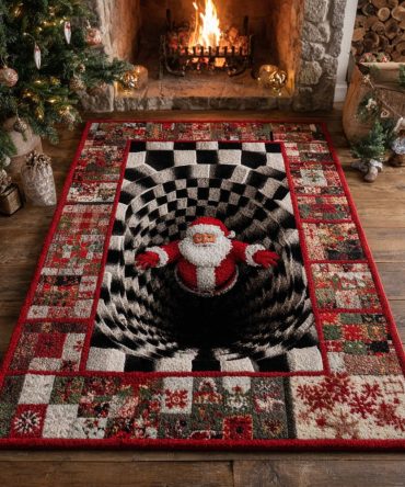 Festive Santa Claus Rug With Abyssal Art — Holiday Plush Area Mat, Machine-Washable, Cozy Christmas Decor For Home & Entryway