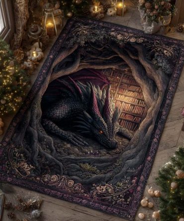 Void Serpent Area Rug — Abyssal Dragon-Serpent Artwork, High-Definition Plush Rug For Game Rooms, Themed Interiors, Multiple Sizes