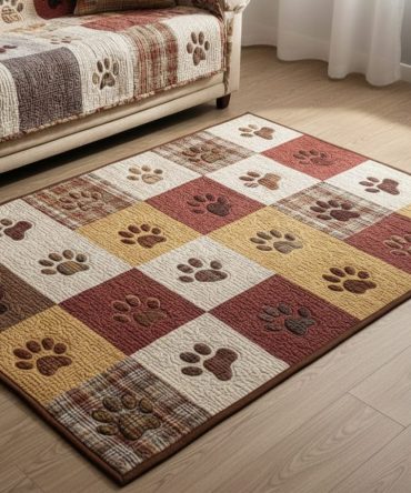 Cute Paw Print Area Rug — Plush Pet-Friendly Mat With Non-Slip Backing, Cozy Nursery Or Living Room Accent, Easy-Care Options