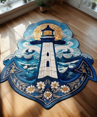 Aegean Blue Custom-Shaped Area Rug — Nautical Deep Blue Design, Plush Cut-To-Shape Floor Mat, Pet-Friendly & Non-Slip, Various Sizes