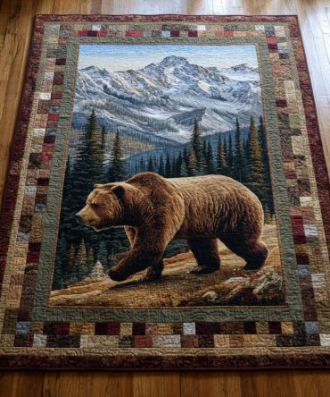 Bear Spirit Area Rug — Alpine Totem Design, Soft Low-Pile Tribal Rug For Boho Cabin Decor, Hypoallergenic & Easy Care, Multiple Sizes