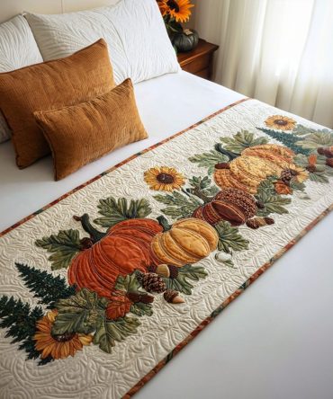 Amber Whispers Quilted Bed Runner — Warm Amber Tones Decorative Runner For Cozy Bedroom Styling, Soft Quilting To Elevate Queen & King Beds