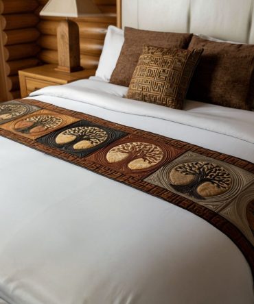 Amber Woods Rustic Quilted Bed Runner — Warm Earth Tones, Heirloom-Style Cotton Accent For Cozy Cabins & Master Bedrooms