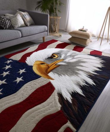 American Spirit Area Rug — Patriotic Indoor Rug With Stars & Stripes, Durable Living Room Accent Rug For Home