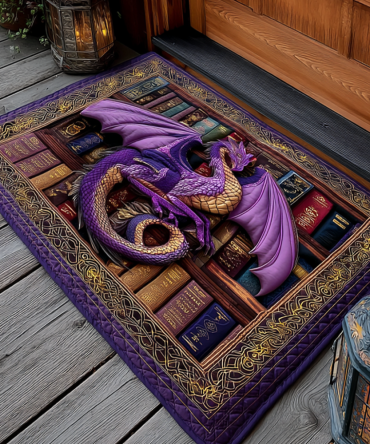 Amethyst Dragon Welcome Mat — Luxurious Fantasy Doormat For Indoor/Outdoor Entryways, Non-Slip Durable Fibers, Fade-Resistant Decorative Door Rug