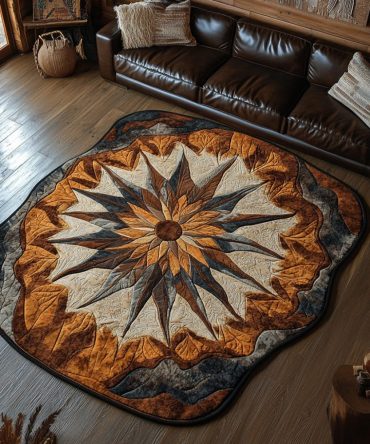 Ancestral Sunbeam Custom Shape Rug — Unique Sun Motif Accent Rug, Custom-Cut Boho Décor For Living Spaces