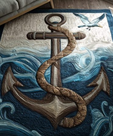 Anchor Haven Area Rug — Seaside Nautical Accent Rug, Durable Coastal Floor Rug For Home & Cottage Décor