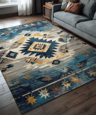 Ancient Alchemy Vintage-Inspired Area Rug - Distressed Boho Persian Motif, Soft Low-Pile Machine-Made Accent Rug