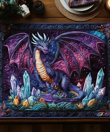 Ancient Guardian Quilted Placemat - Vintage Shield Motif, Earth Tone Quilting, Durable Table Mat for Rustic or Medieval-Themed Dining