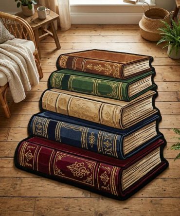 Ancient Tome Custom-Shaped Rug — Novelty Literary Floor Mat, Soft Durable Carpet For Reading Nooks & Home Libraries
