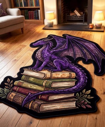 Ancient Wisdom Custom-Shaped Area Rug — Unique Statement Floor Mat For Study, Office, Meditation Space, Easy-Care