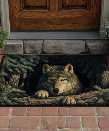 Ancient Wolf Den Premium Door Mat — Heritage-Style Welcome Rug, Durable Indoor/Outdoor Doormat For Cabin, Lodge & Home Entrances
