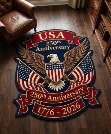 Anniversary Eagle Custom Rug — Patriotic Eagle-Shaped Area Rug For Home, Office, Event Decor , Durable, Non-Slip Option
